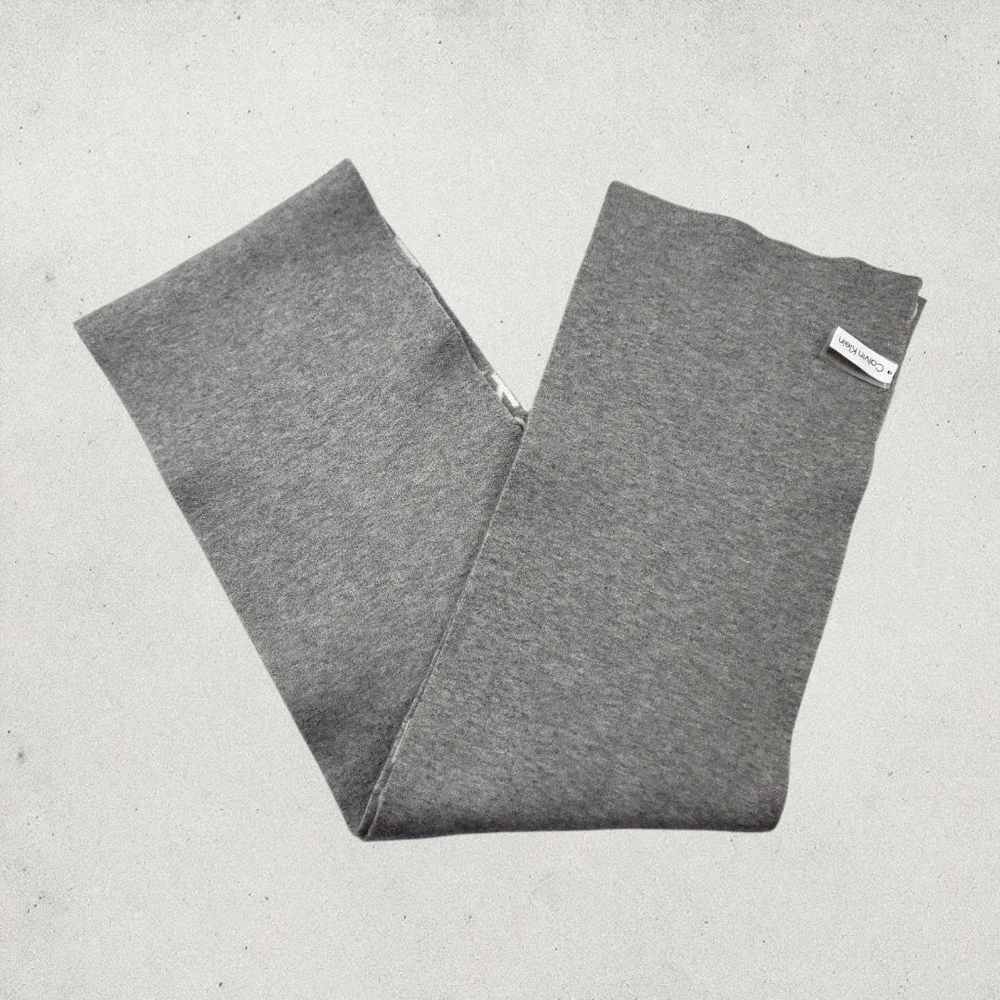 Calvin Klein Reversible Knit Scarf Gray White Monogram Logo RN54163 Unisex